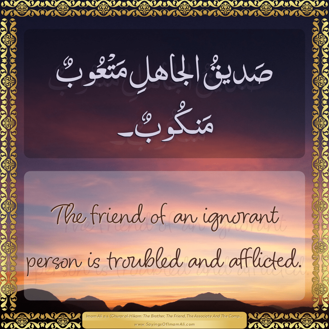 The friend of an ignorant person is troubled and afflicted.